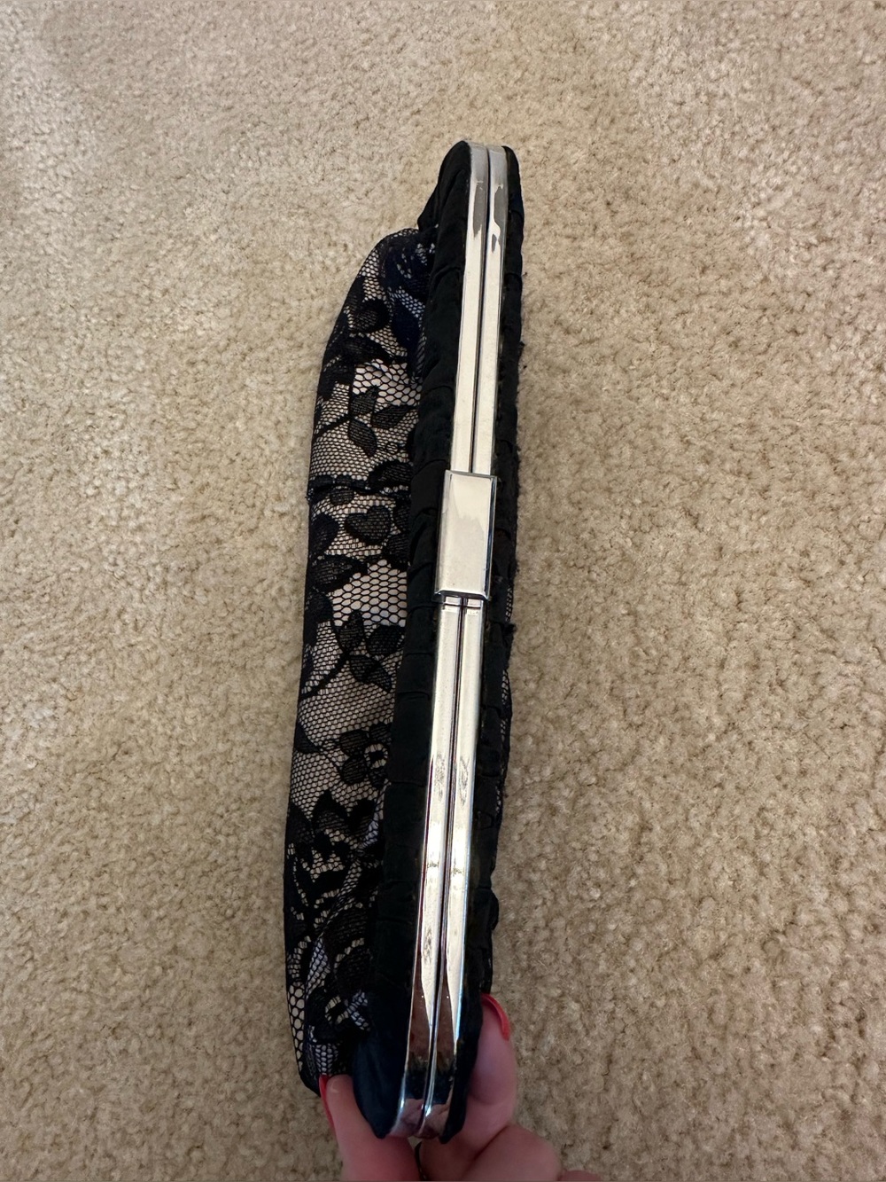 Call It Spring Black Cream Lace Formal Purse Clutch Wedding Event - Picture 4 of 9